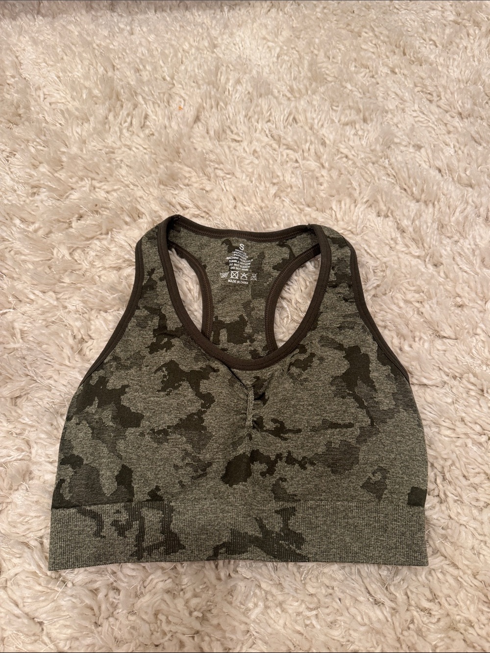 Camo Racerback Sports Bra - Olive Green